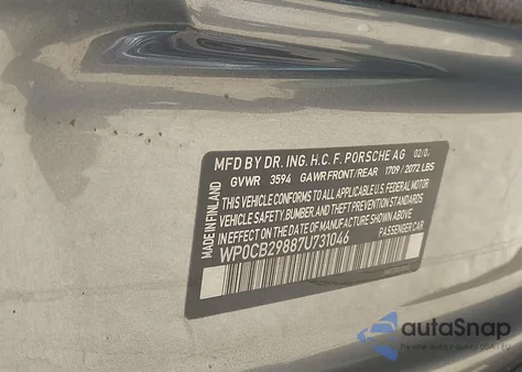 2007 Porsche Boxster S from USA, damaged, VIN WP0CB29887U731046